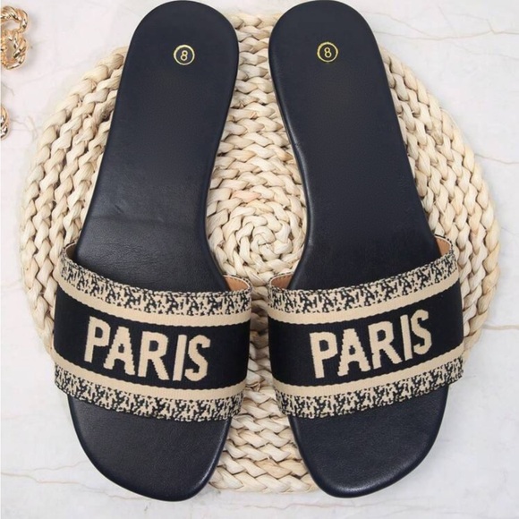 Paris Black Slides Size: 7-8 - Picture 2 of 16